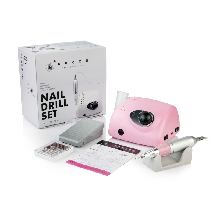 Фрезер BUCOS Nail Drill ZS-705 35000 обертів, Рожевий, 65 Вт