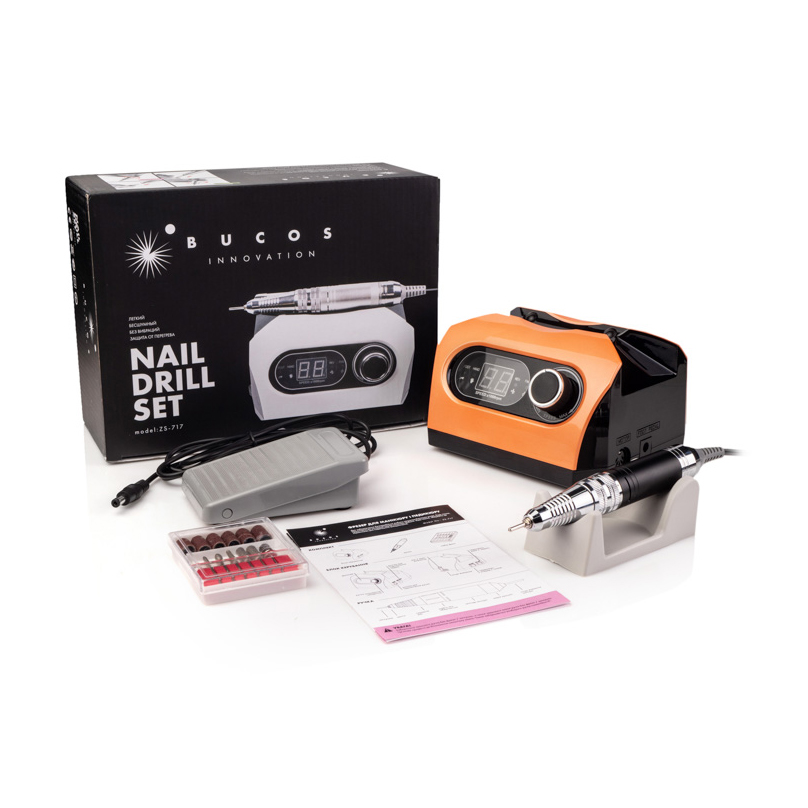 Фрезер BUCOS Nail Drill ZS-717 35000 обертів, Помаранчевий, 65 Вт