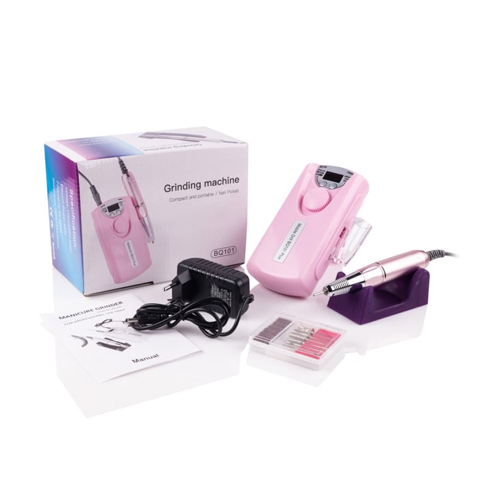 Фрезер портативний Nail Drill BQ-101 35000 обертів з акумулятором, Рожевий, 45 Вт
