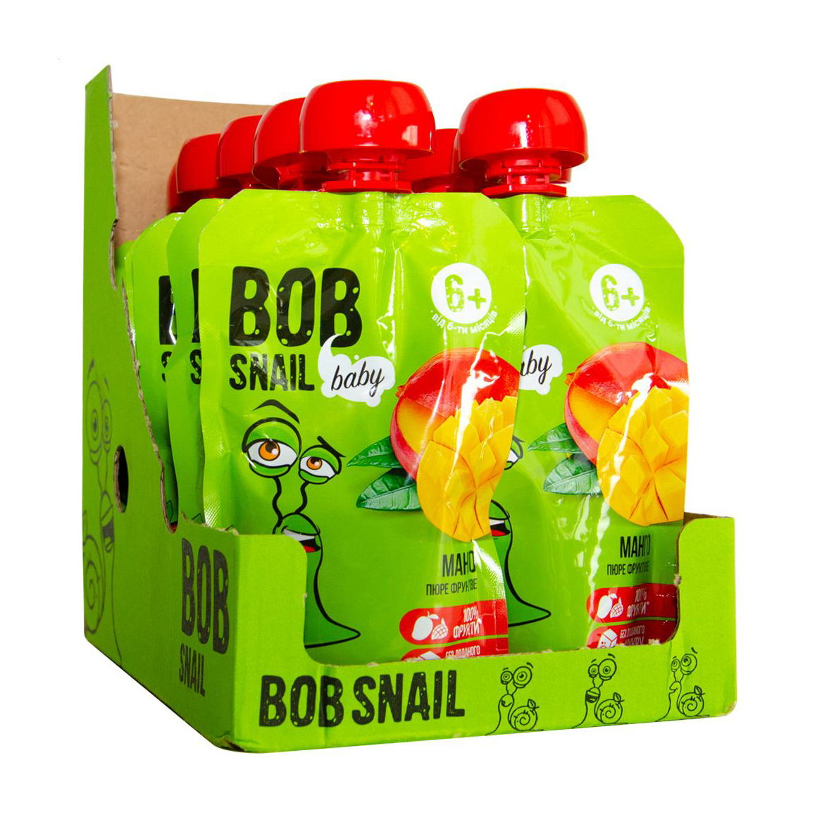 Фруктове пюре Bob Snail Манго, від 6 місяців, 10*90 г