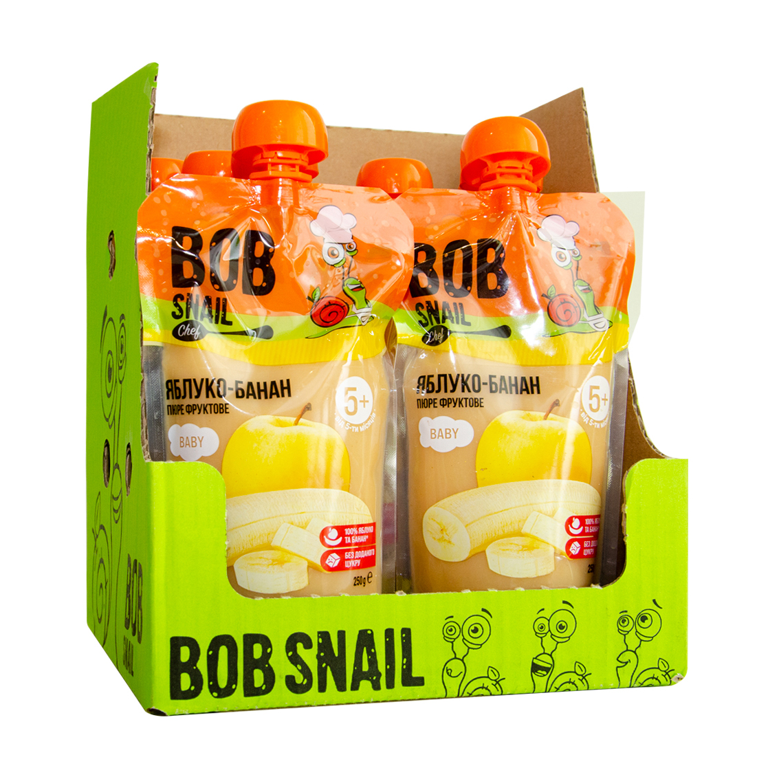 Фруктове пюре Bob Snail Яблуко-Банан для дітей, від 5 місяців, 10*250 г