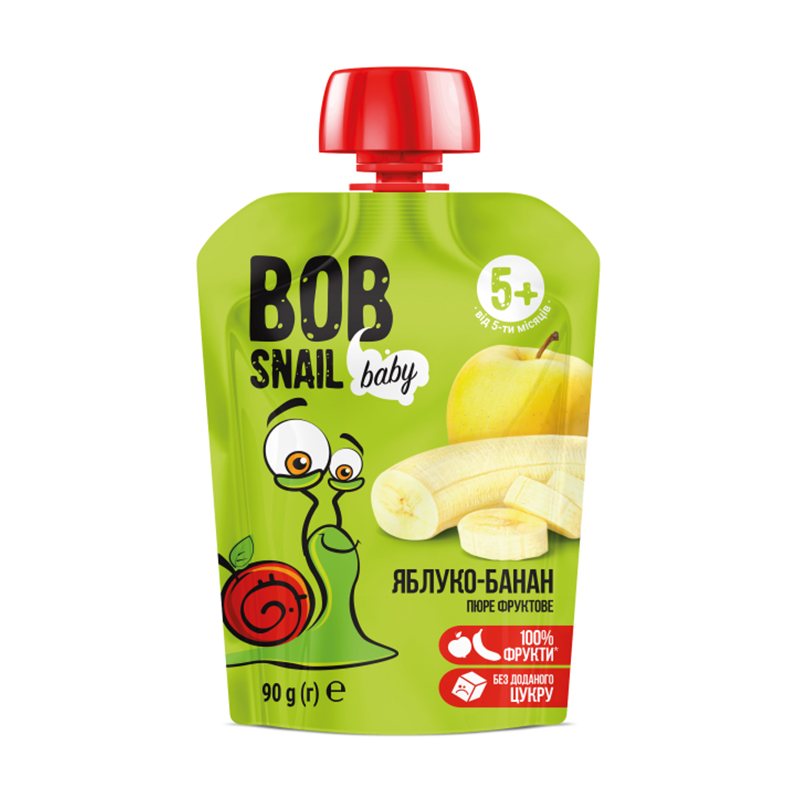 Фруктове пюре Bob Snail Яблуко-банан, від 5 місяців, 90 г