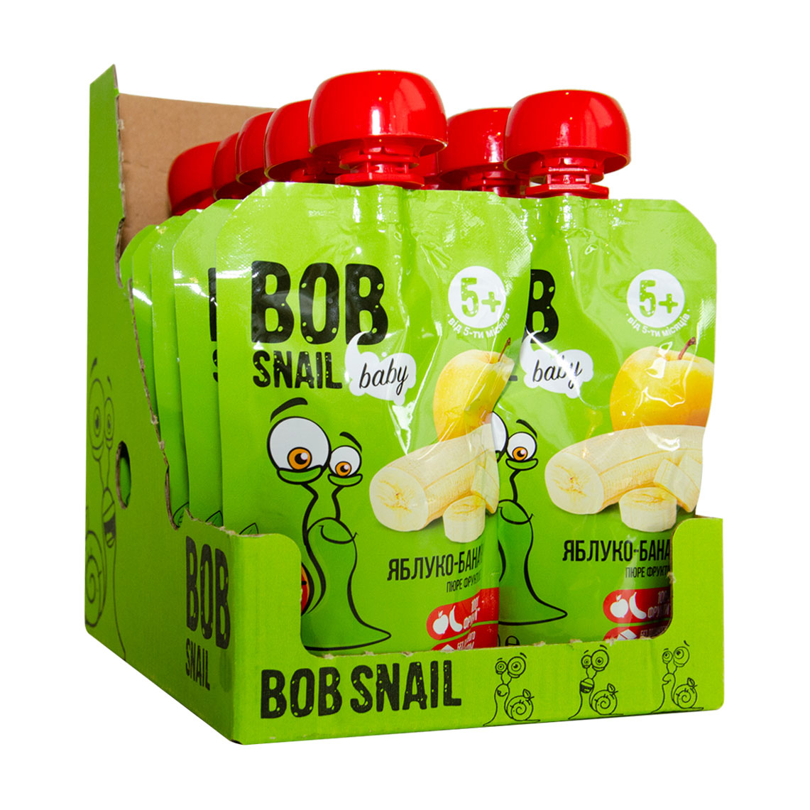 Фруктове пюре Bob Snail Яблуко-банан, від 5 місяців, 10*90 г