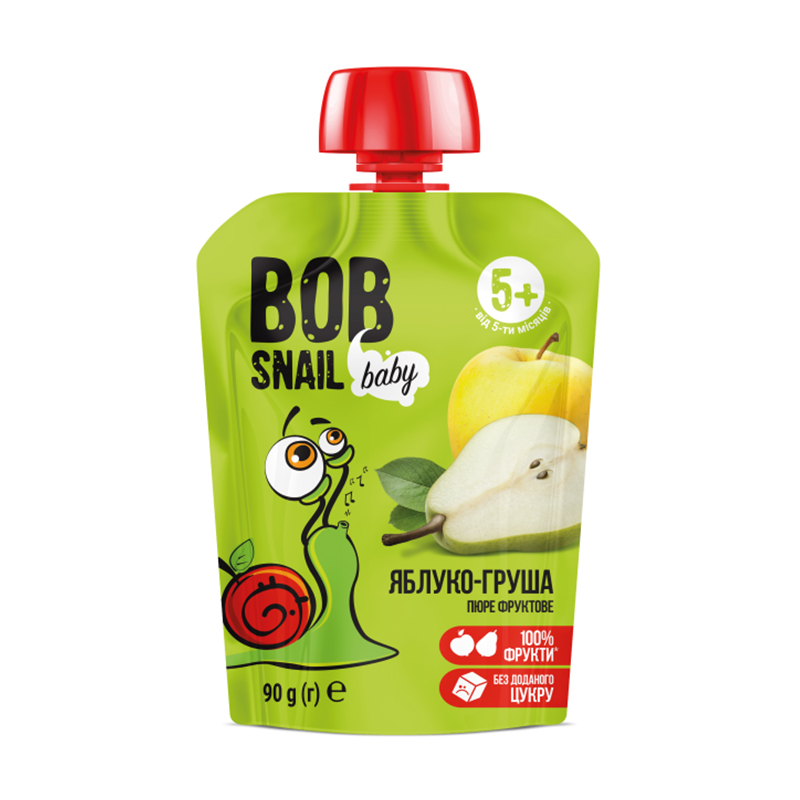 Фруктове пюре Bob Snail Яблуко-груша, від 5 місяців, 90 г