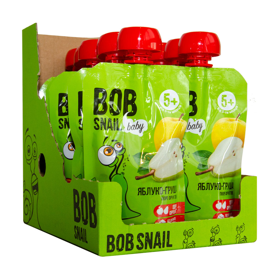Фруктове пюре Bob Snail Яблуко-груша, від 5 місяців, 10*90 г