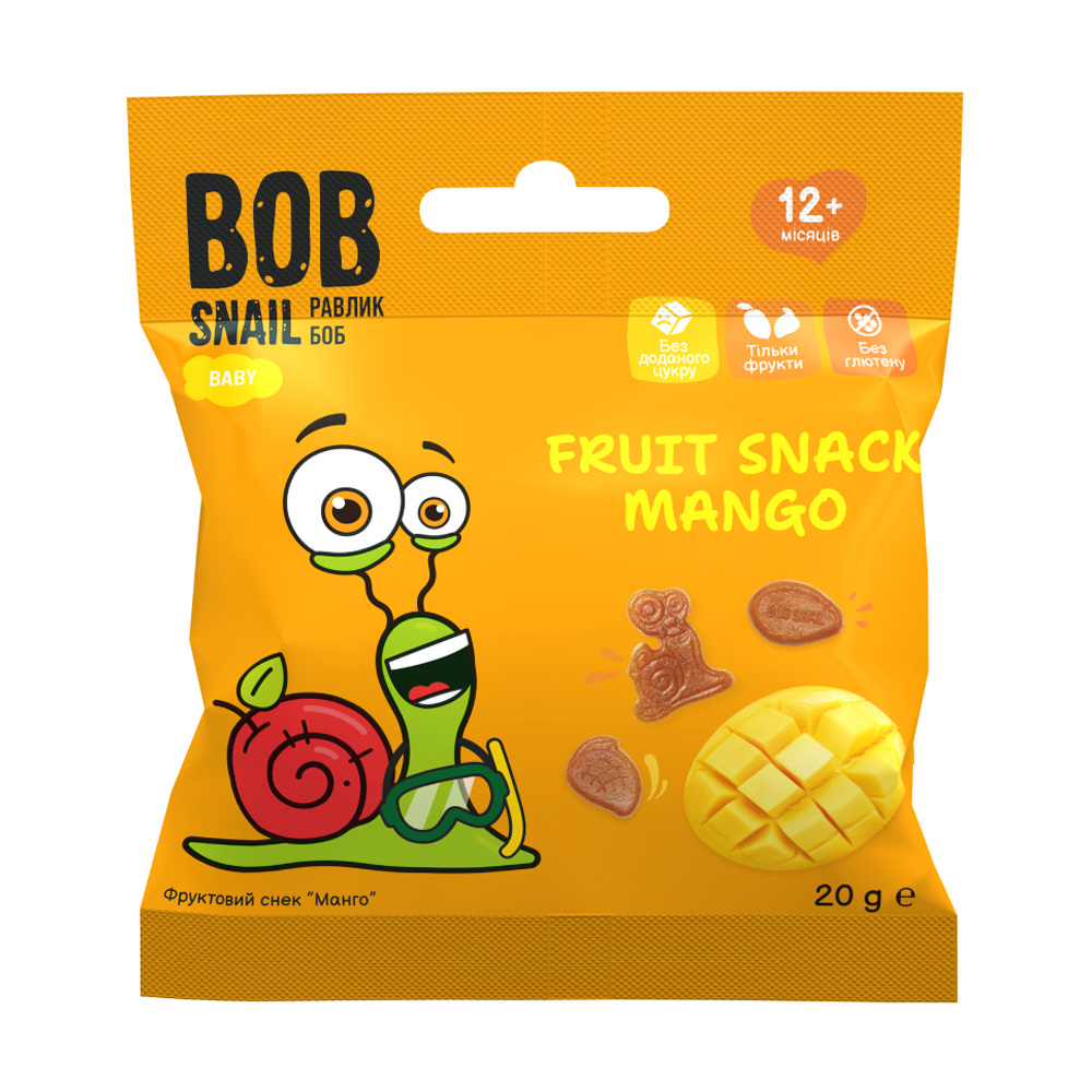 Фруктовий снек Bob Snail Манго, від 12 місяців, 20 г