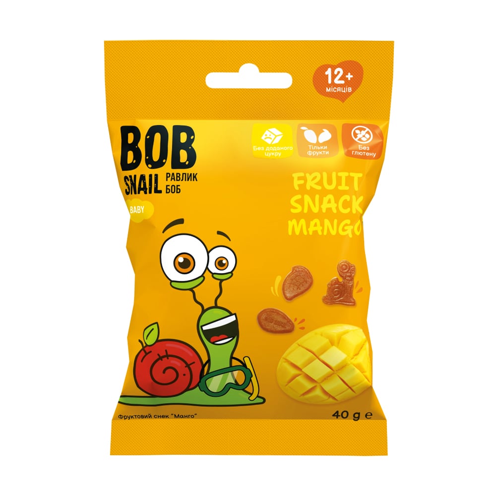 Фруктовий снек Bob Snail Манго, від 12 місяців, 40 г