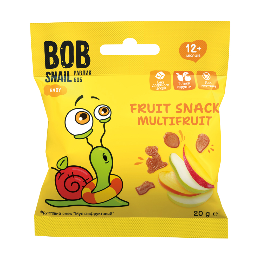 Фруктовий снек Bob Snail Мультифруктовий, від 12 місяців, 20 г