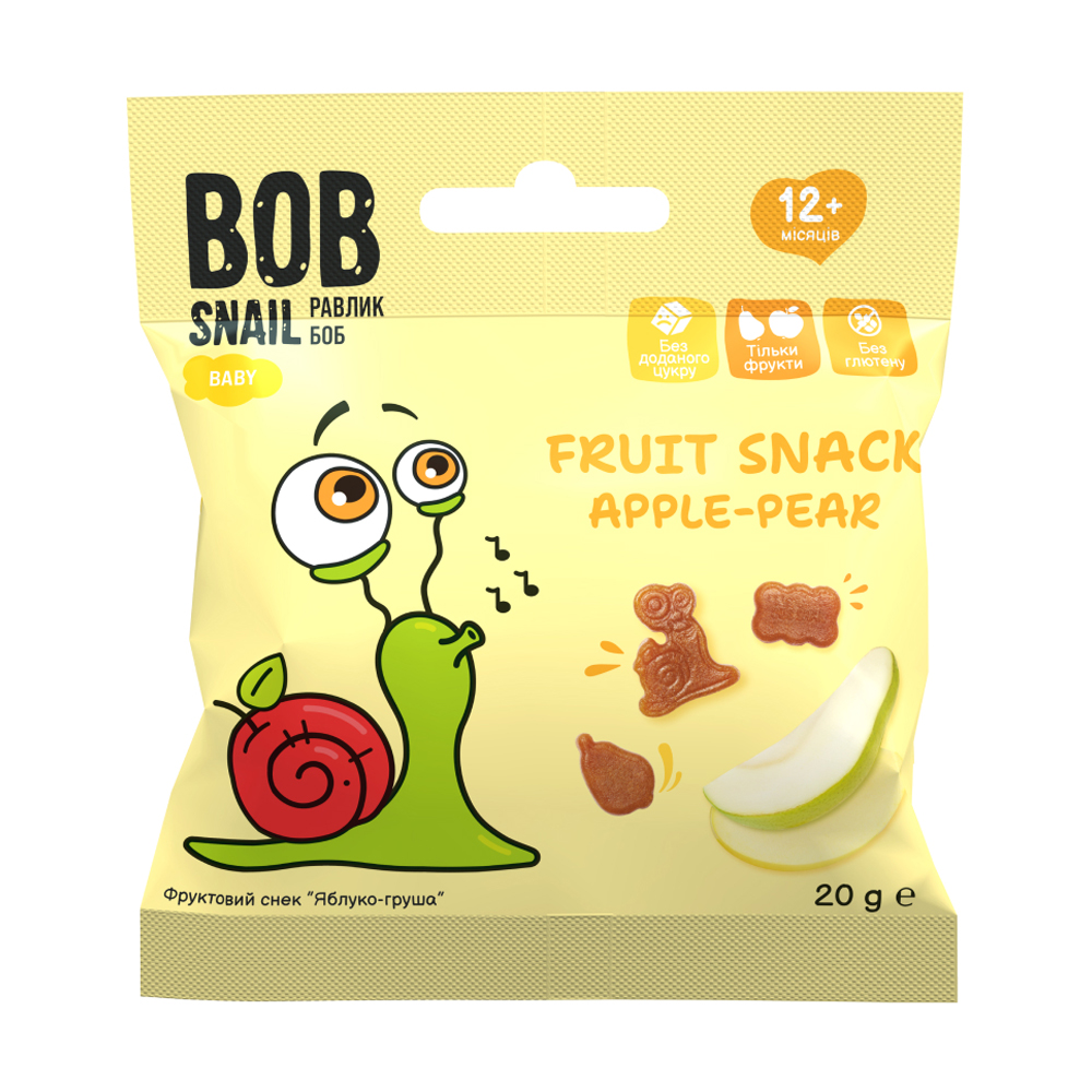 Фруктовий снек Bob Snail Яблуко-груша, від 12 місяців, 20 г