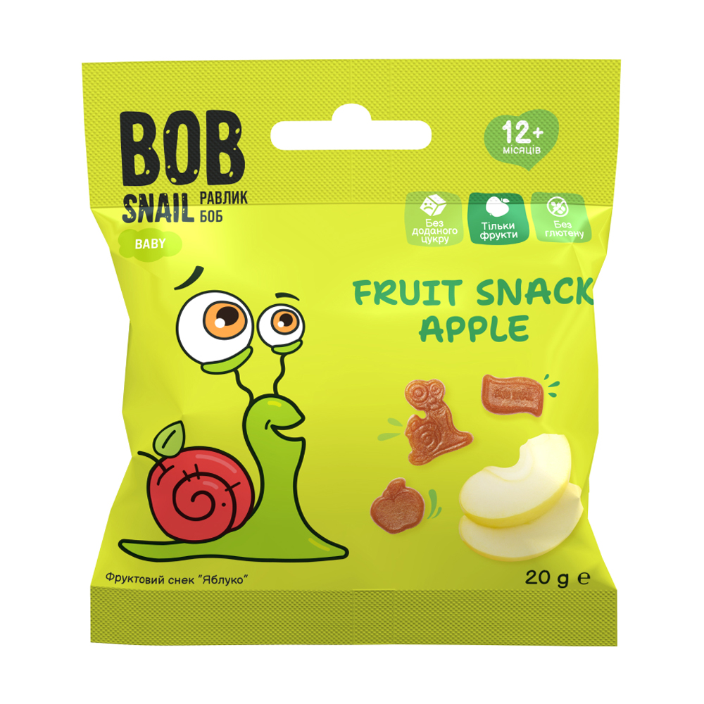 Фруктовий снек Bob Snail Яблуко, від 12 місяців, 20 г