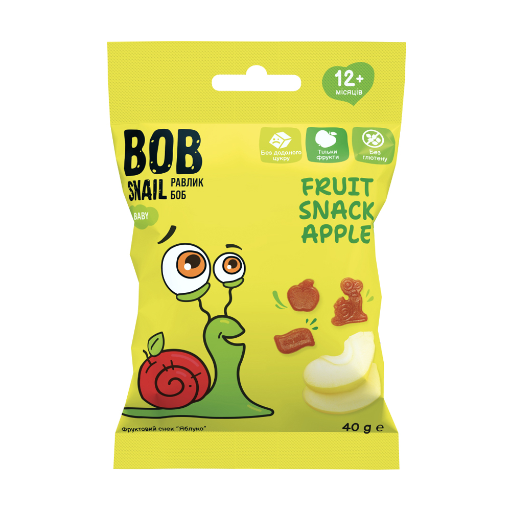 Фруктовий снек Bob Snail Яблуко, від 12 місяців, 40 г