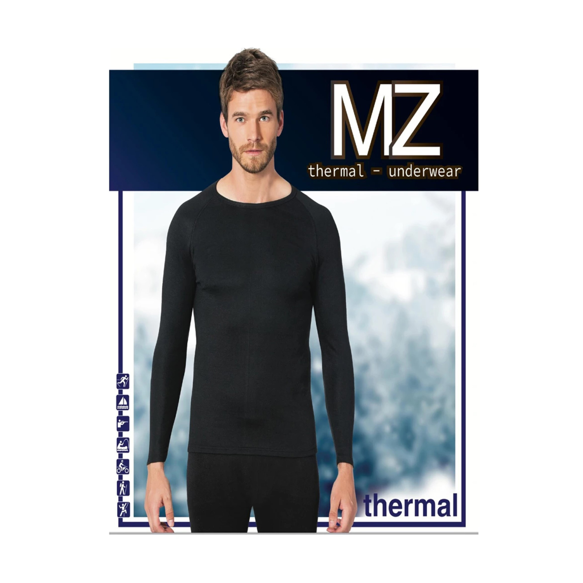 Футболка чоловіча Modna Zona 101 термо, з довгими рукавами, чорна, розмір 2XL/3XL