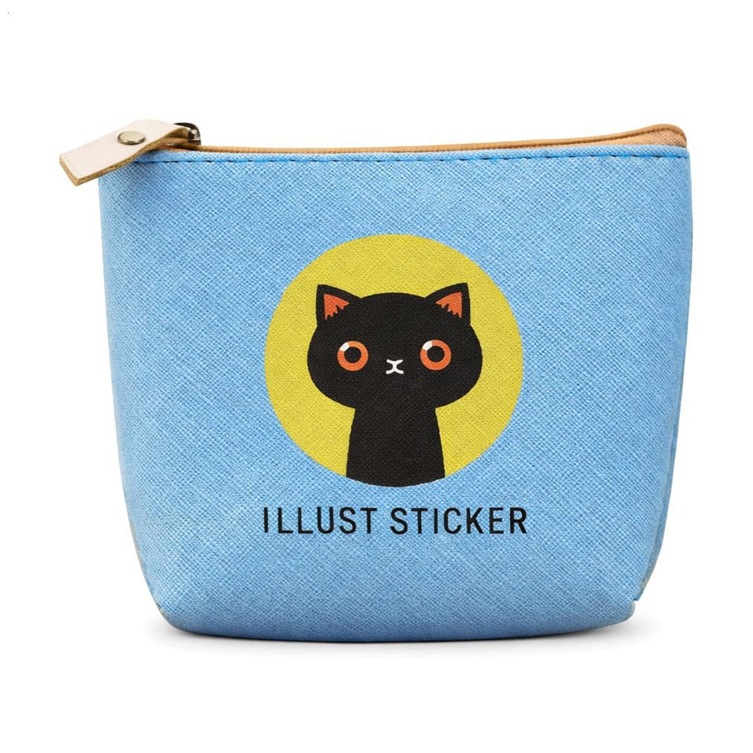 Гаманець текстурований Cosmo Shop Illust Sticker на застібці, блакитний, 13.5*10*3.5 см (CS1116)