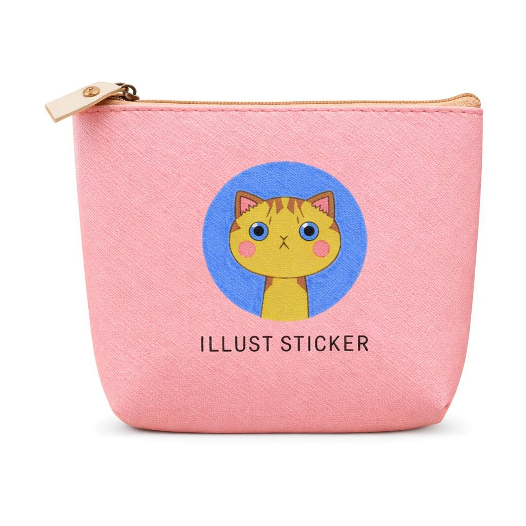 Гаманець текстурований Cosmo Shop Illust Sticker на застібці, рожевий, 13.5*10*3.5 см (CS1117)