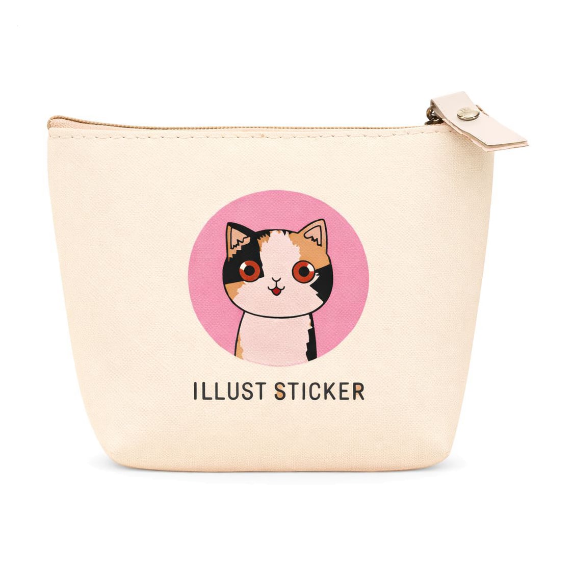 Гаманець текстурований Cosmo Shop Illust Sticker на застібці, бежевий, 13.5*10*3.5 см (CS1118)