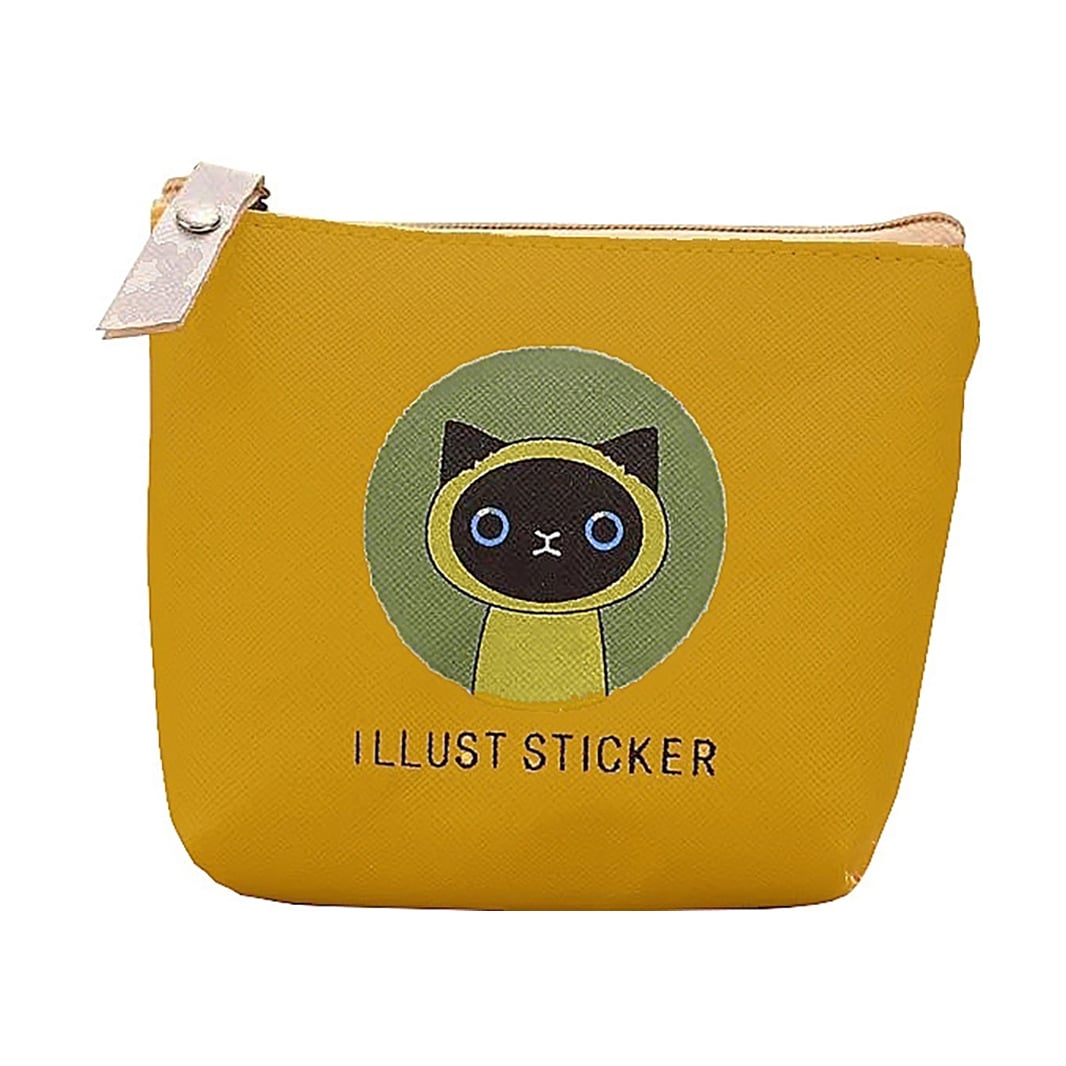 Гаманець текстурований Cosmo Shop Illust Sticker на застібці, гірчичний, 13.5*10*3.5 см (CS1120)