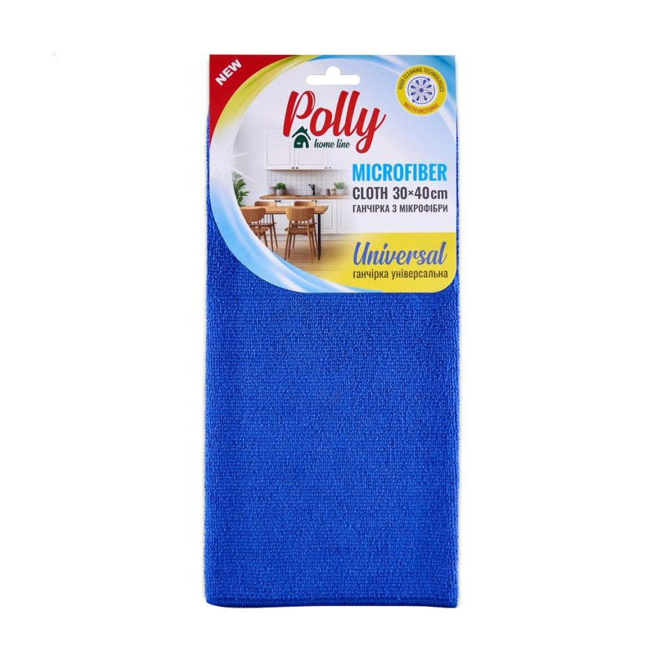 Ганчірка для прибирання Polly з мікрофібри, 30*40 см, синя, 1 шт