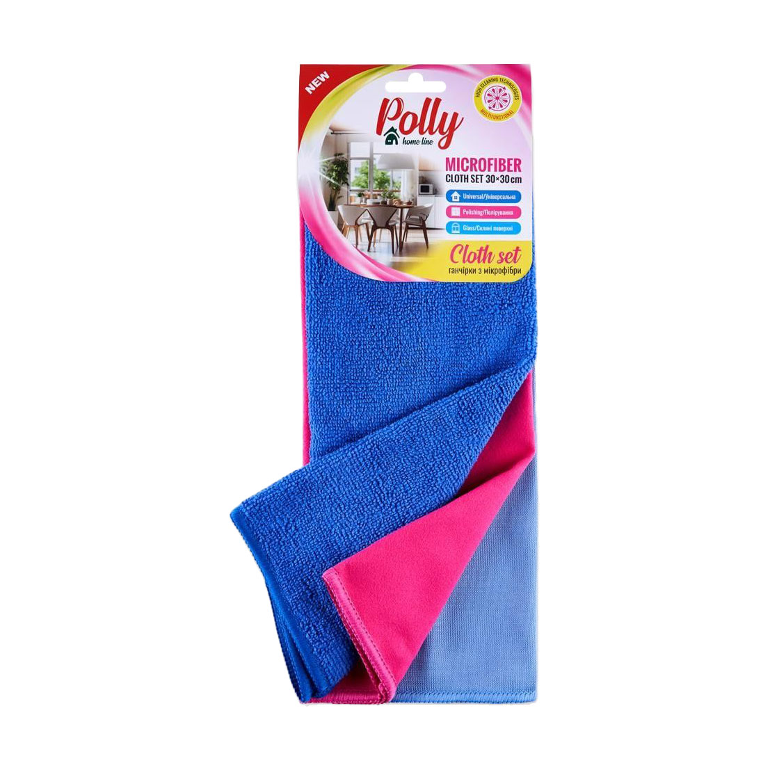 Ганчірка для скла Polly з мікрофібри, 30*30 см, 3 шт
