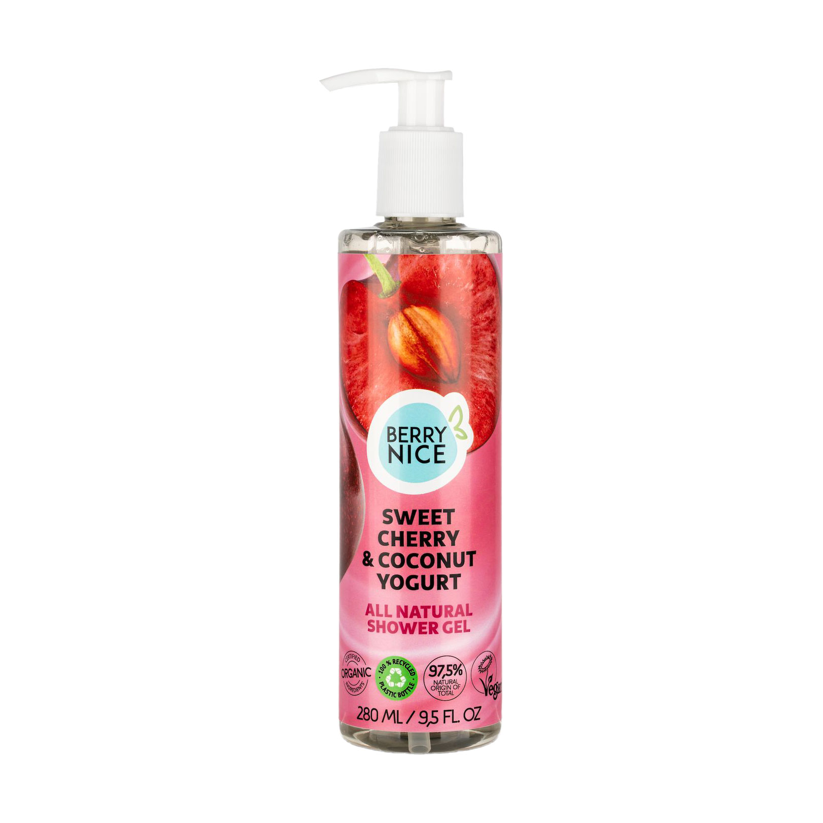 Гель для душу BERRY NICE All Natural Shower Gel Sweet Cherry &amp; Coconut Yogurt, 280 мл