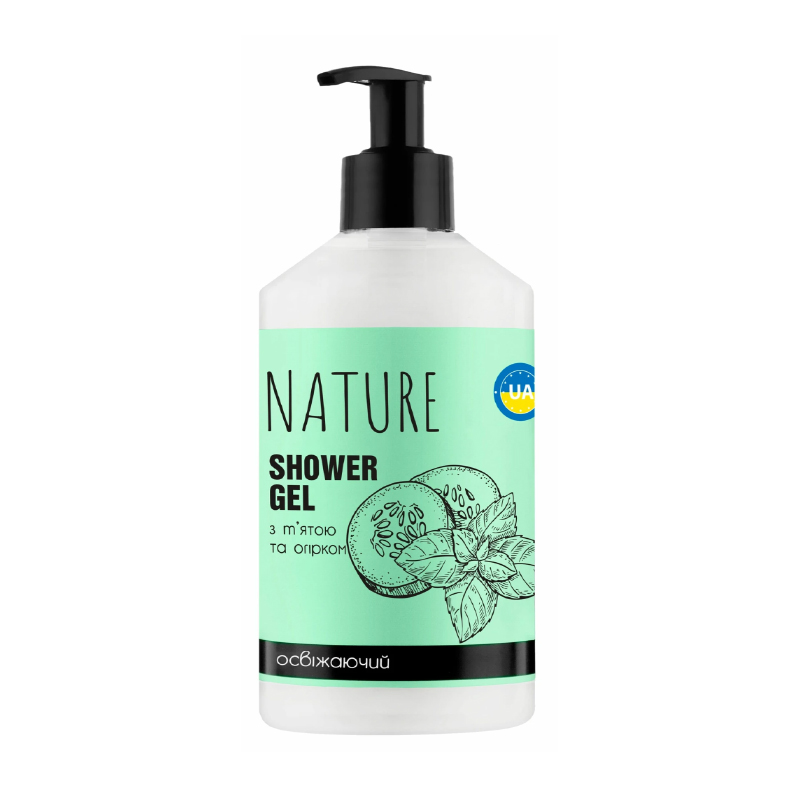 Гель для душу Bioton Cosmetics Nature Shower Gel Освіжальний, з м'ятою та огірком, 900 мл