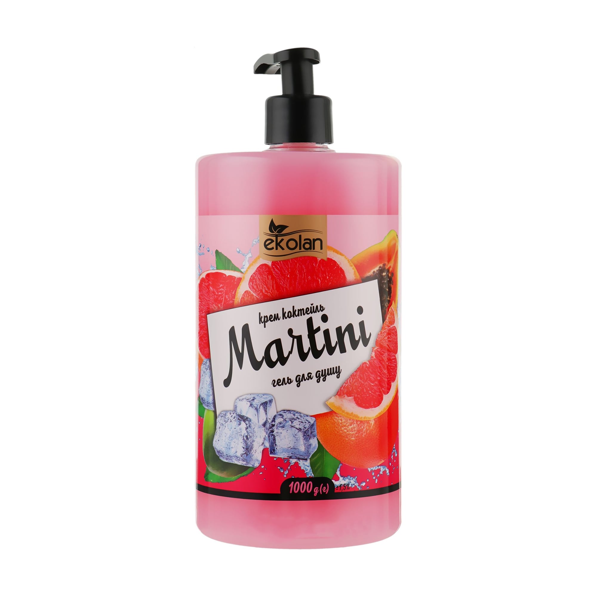 Гель для душу Ekolan Martini крем-коктейль, з дозатором, 1 кг