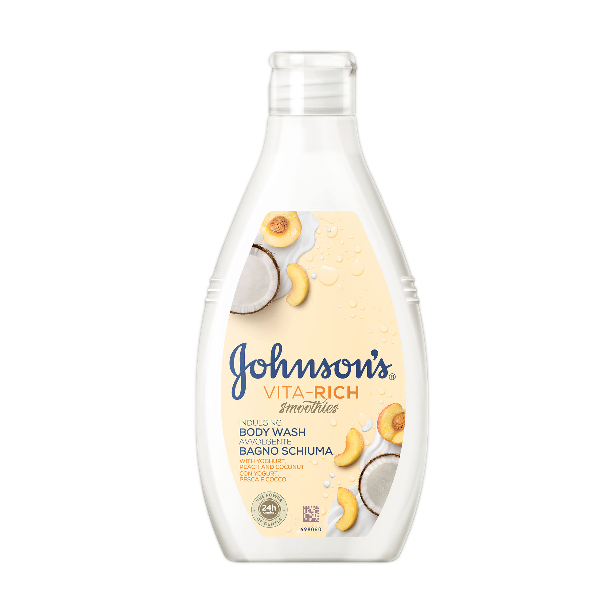 Гель для душу JOHNSON'S Vita-Rich Смузі, з йогуртом, кокосом та екстрактом персика, 750 мл