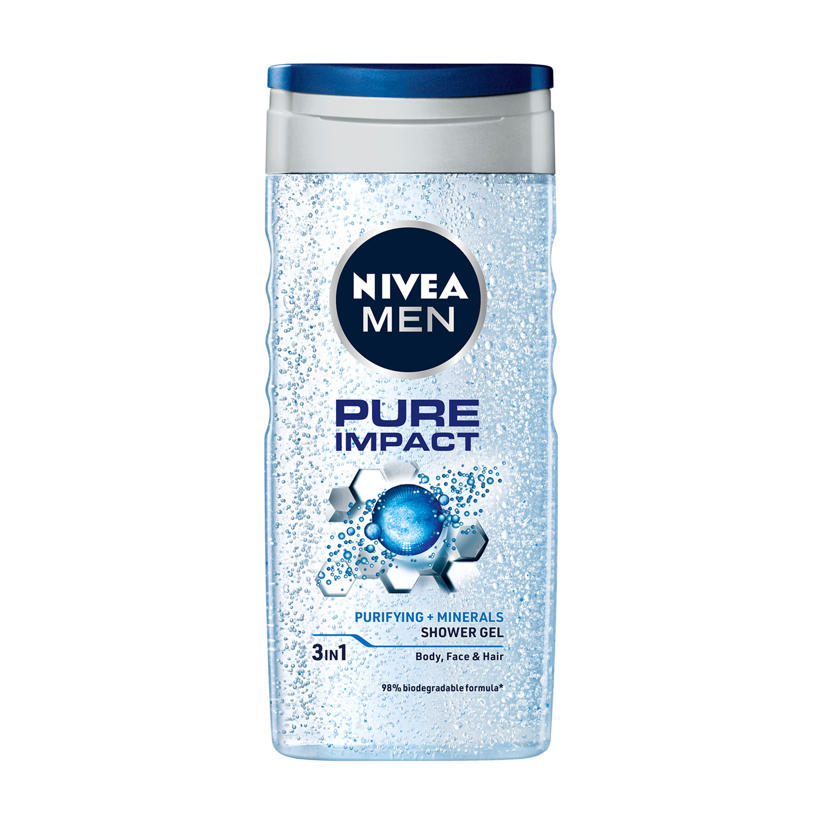 Гель для душу NIVEA MEN Pure Impact 3 в 1, чоловічий, 250 мл