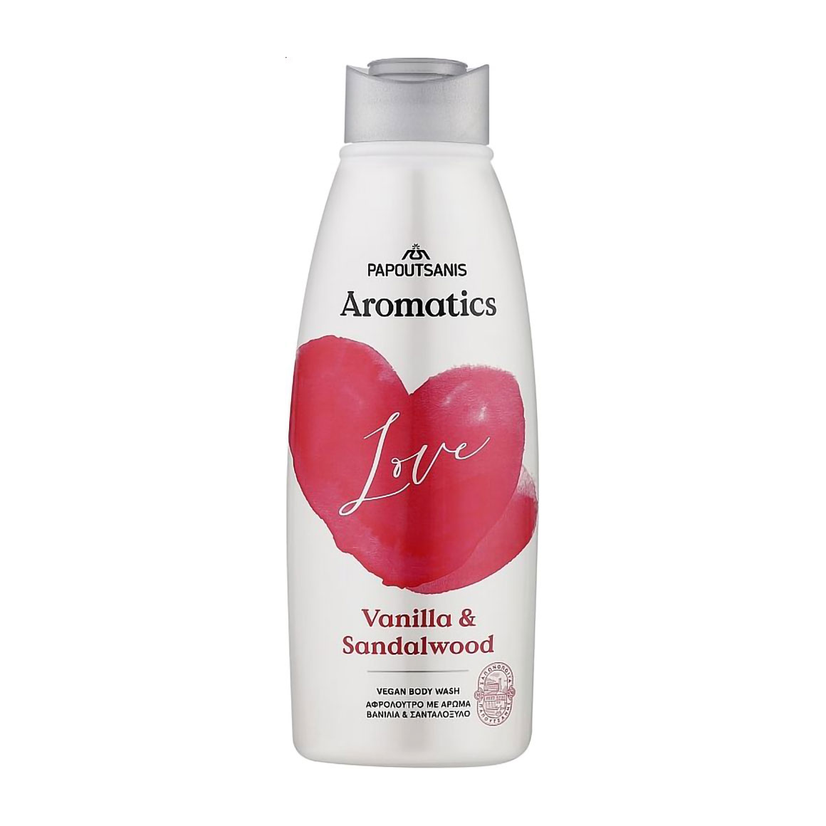 Гель для душу Papoutsanis Aromatics Vegan Shower Gel Love Ваніль та сандалове дерево, 600 мл