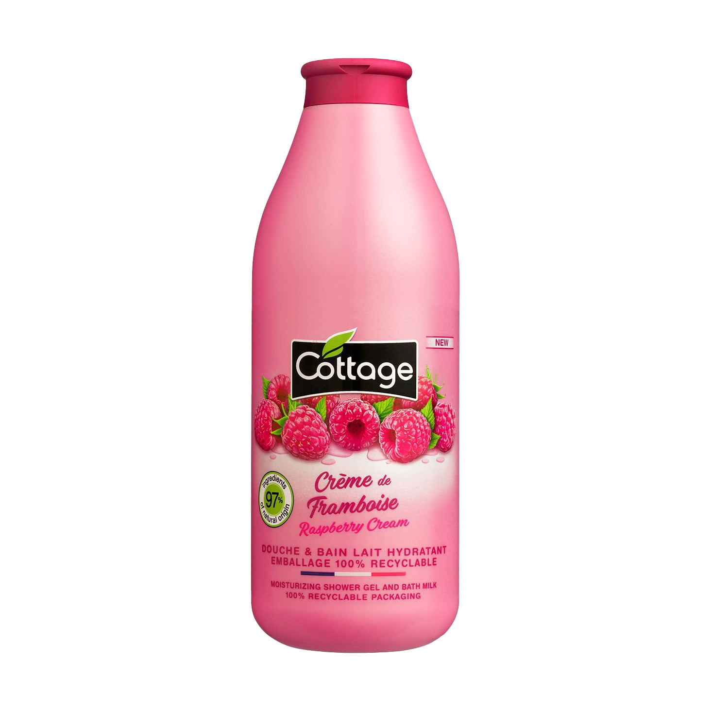 Гель для душу та молочко для ванни 2 в 1 Cottage Shower Gel and Bath Milk, Raspberry Cream, 750 мл