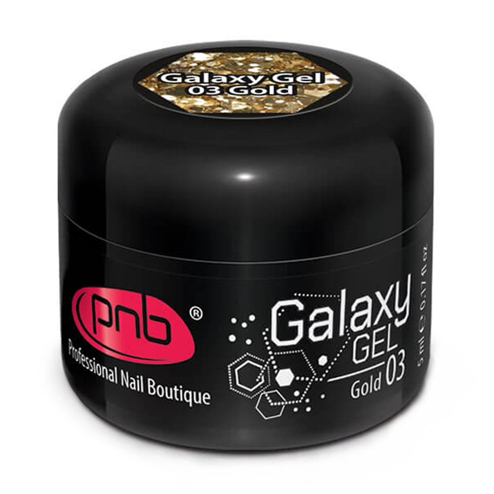 Гель для дизайну нігтів PNB UV/LED Galaxy Gel 03 Gold, 5 мл