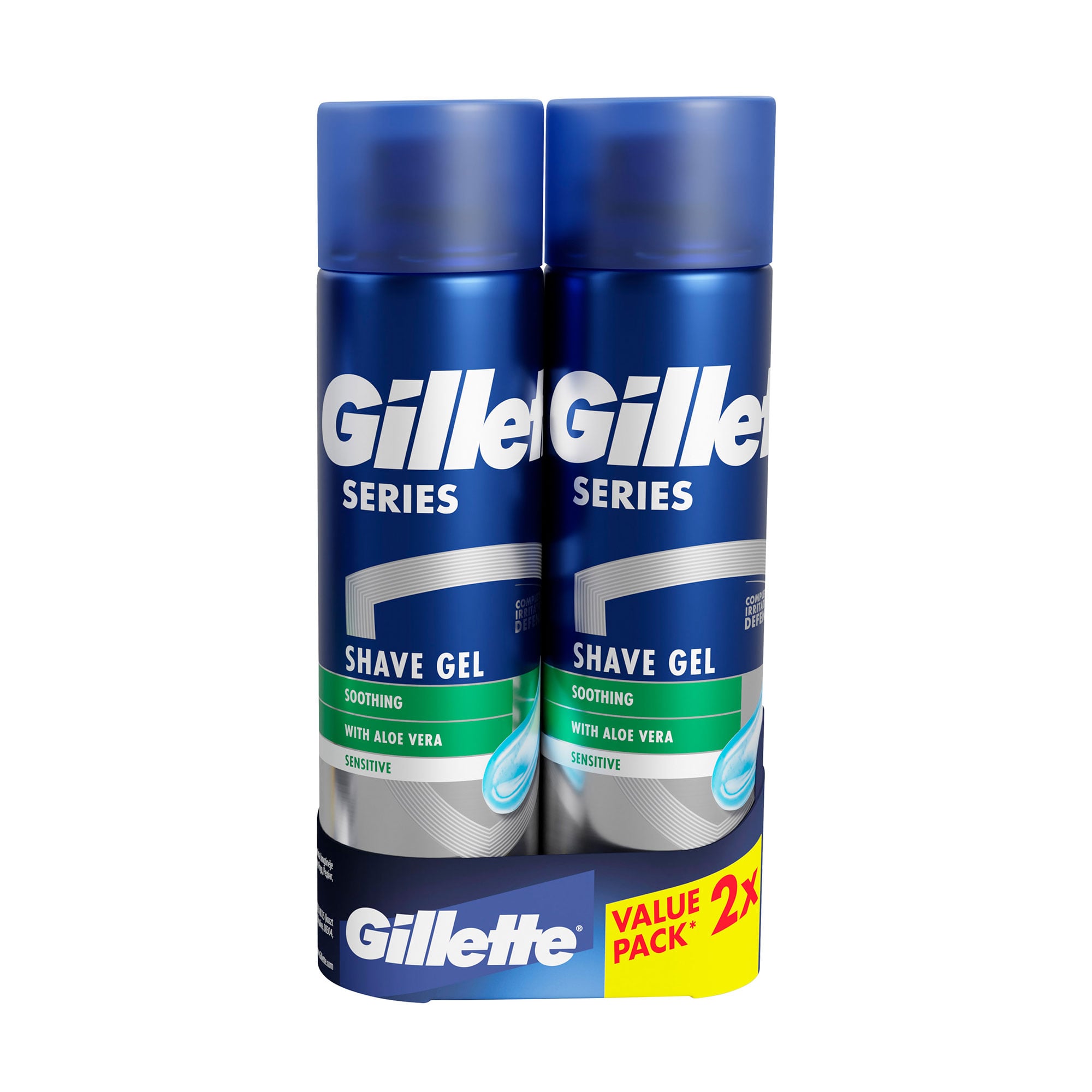 Гель для гоління Gillette Series для чутливої ​​шкіри, з алое вера, 2*200 мл