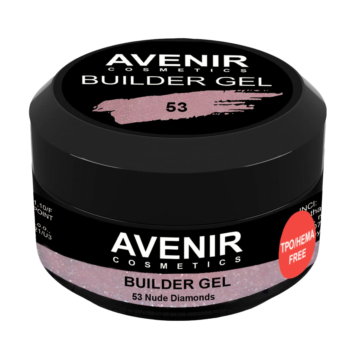 Гель для нарощування нігтів Avenir Cosmetics Builder Gel Pro 53 Nude Diamonds, 50 мл