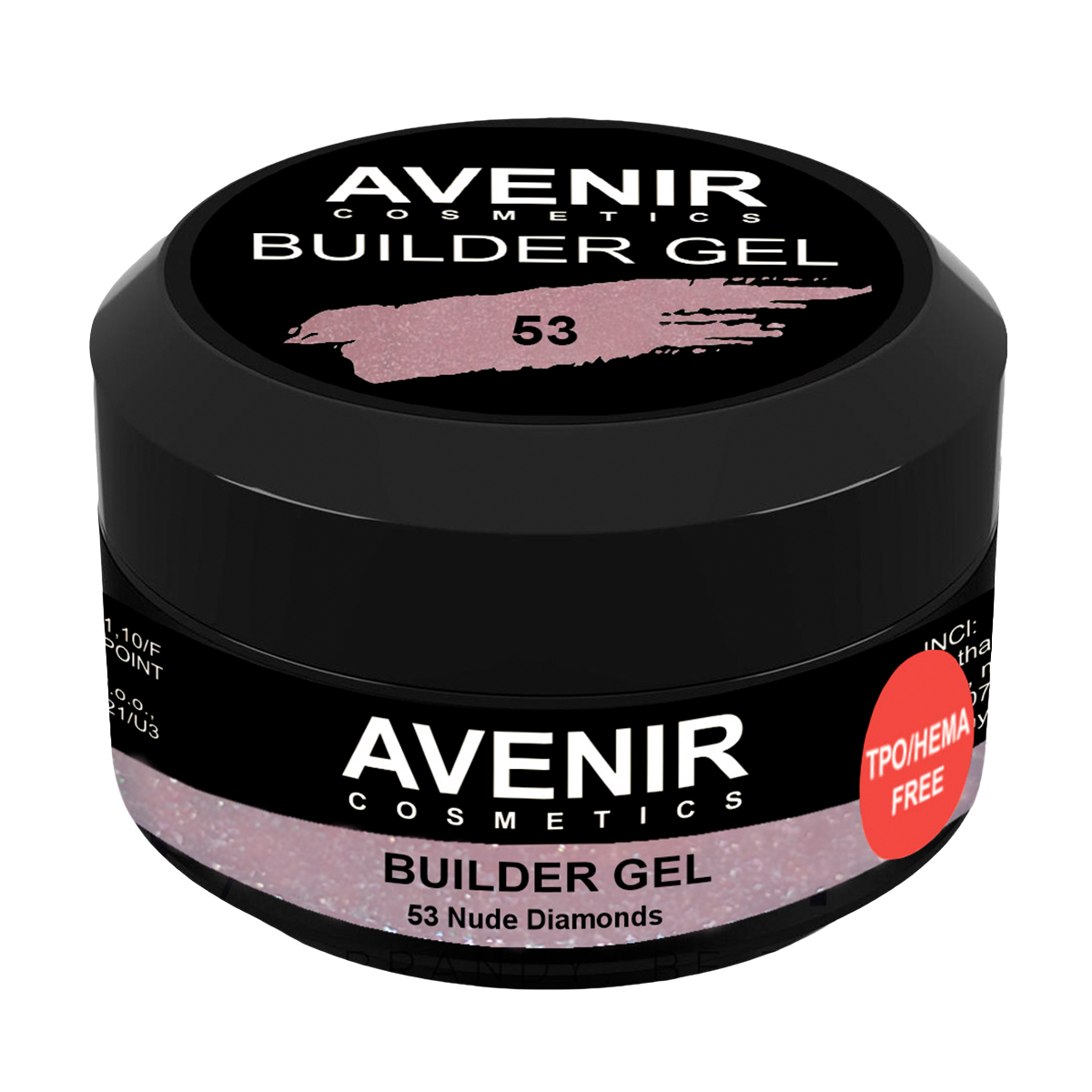 Гель для нарощування нігтів Avenir Cosmetics Builder Gel Pro 53 Nude Diamonds, 15 мл