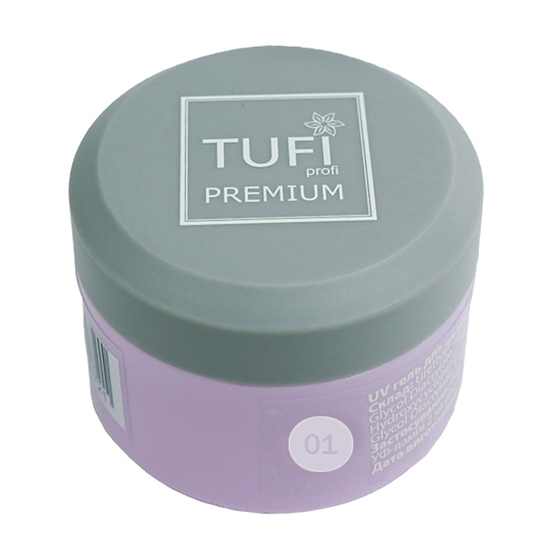 Гель для нарощування нігтів Tufi profi Premium UV Gel, 01 Clear, 15 г