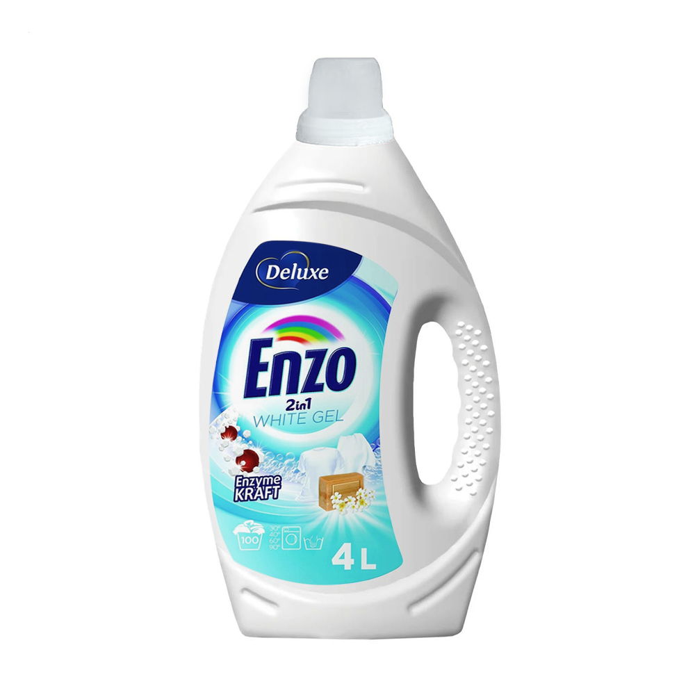 Гель для прання Deluxe Enzo 2 in 1 White Gel для білих речей, 100 циклів прання, 4 л
