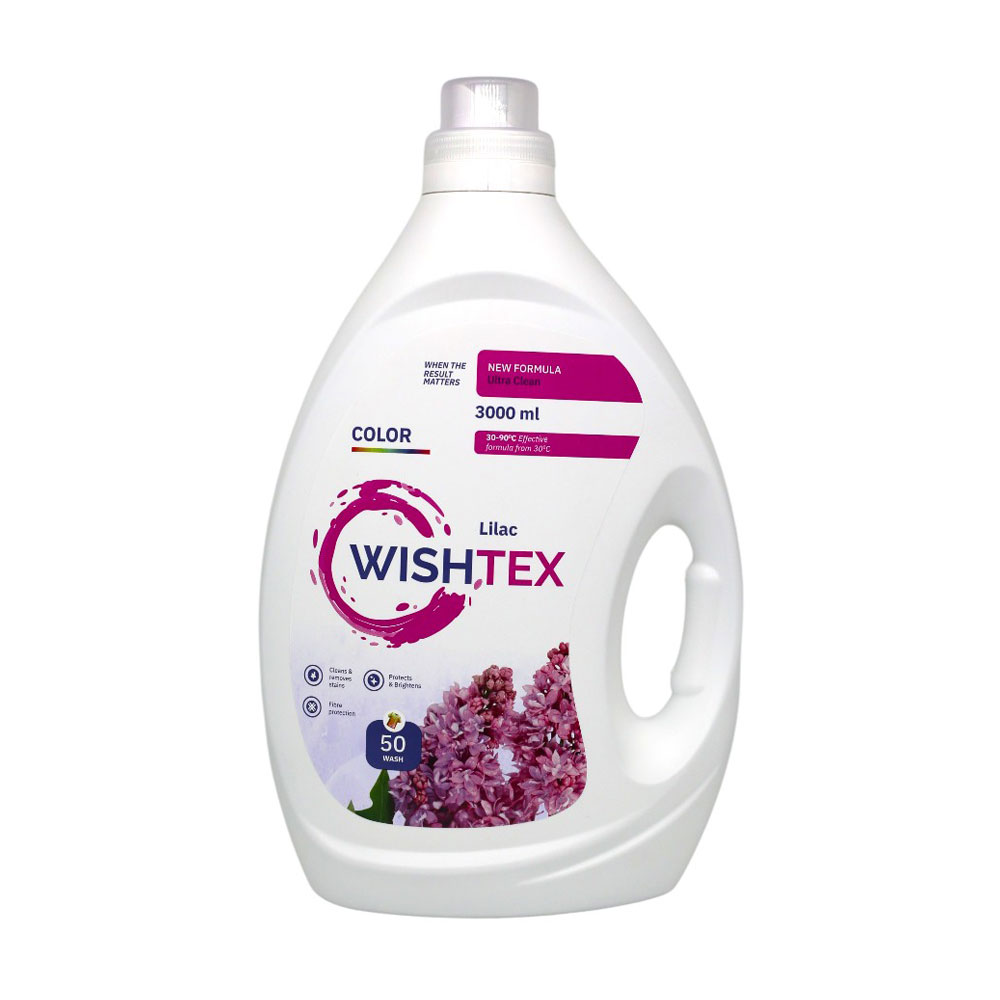 Гель для прання кольорових речей WishTex Color Lilac, 50 циклів прання, 3 л