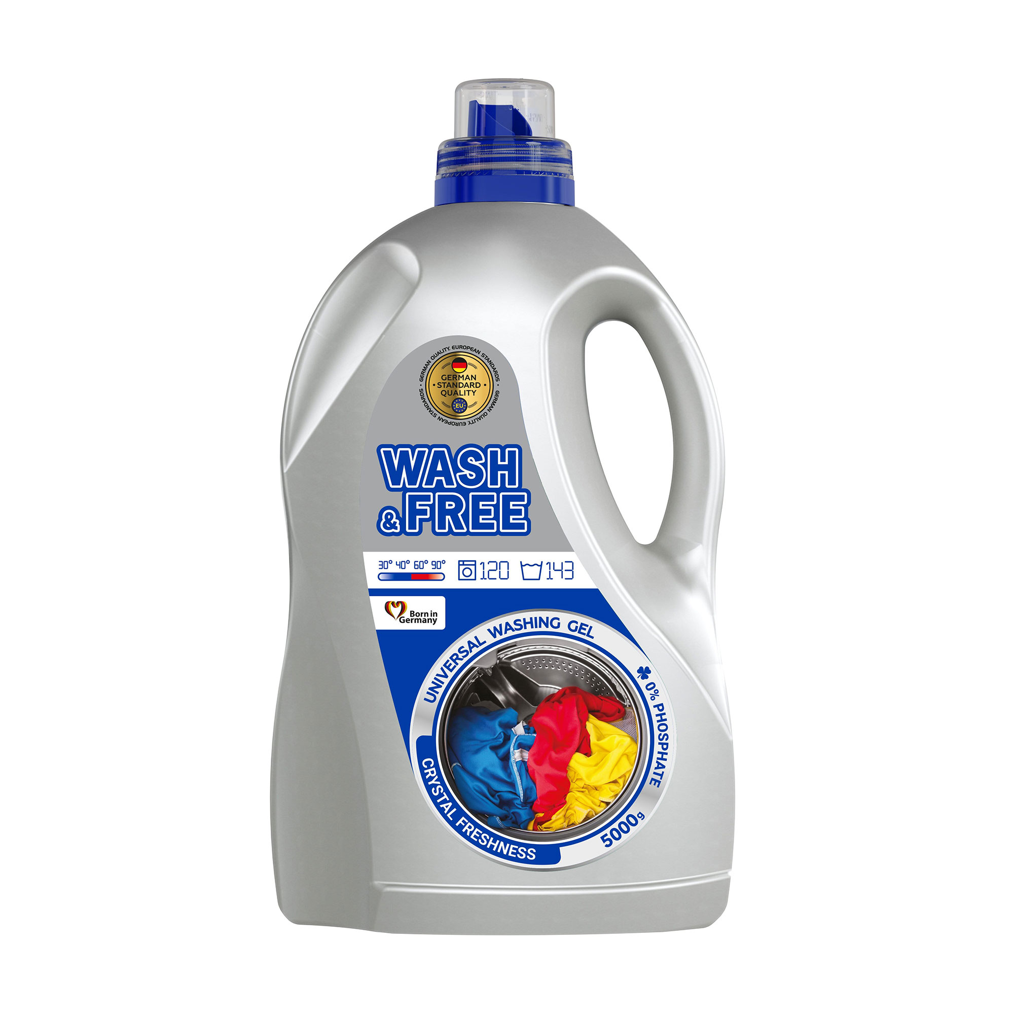 Гель для прання Wash and Free універсальний, 120 циклів прання, 5 кг