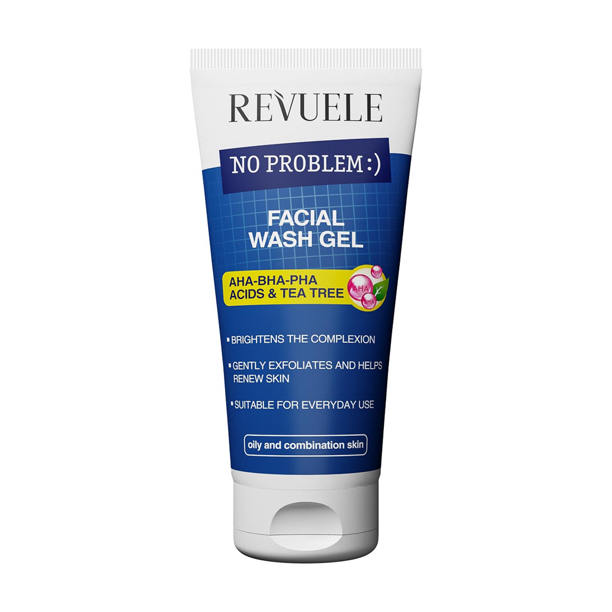 Гель для вмивання Revuele No Problem Facial Wash Gel для жирної та комбінованої шкіри, з АНА-ВНА-РНА кислотами та чайним деревом, 200 мл