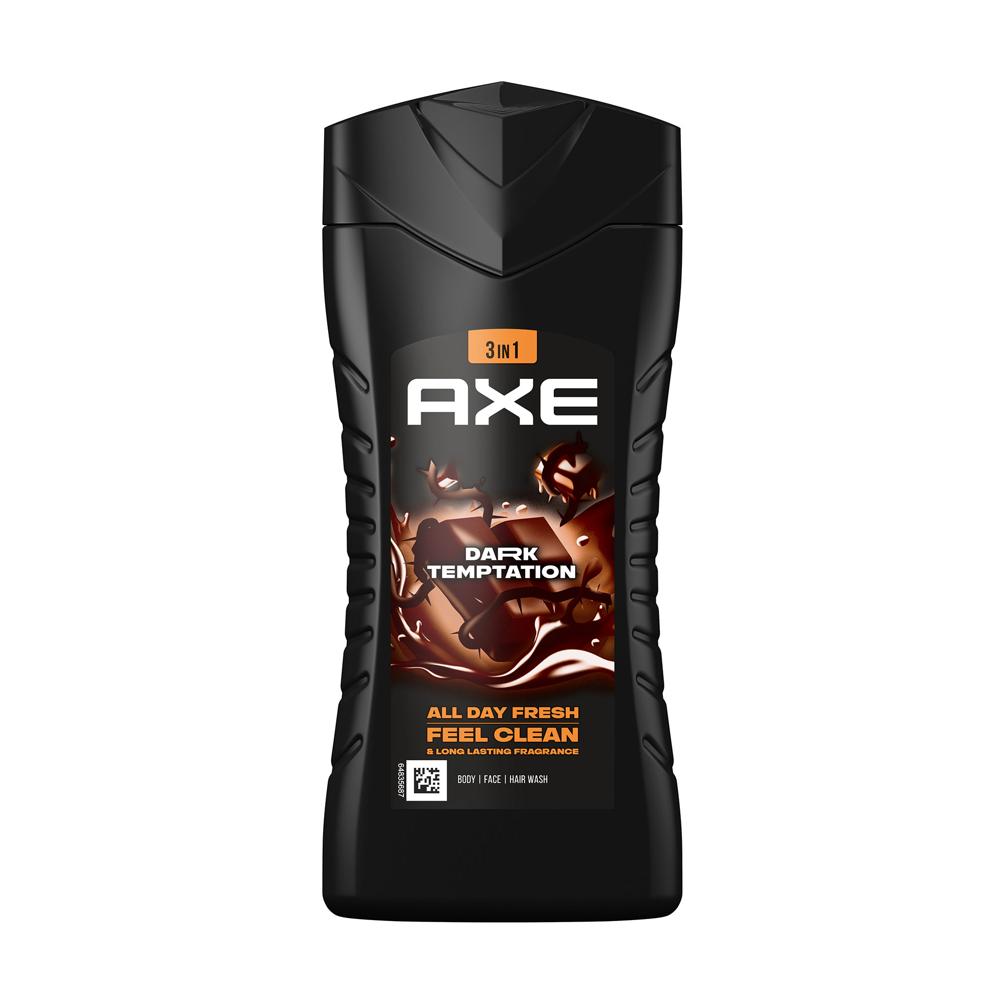 Гель для волосся, обличчя та тіла 3 в 1 Axe Dark Temptation All Day Fresh Body Face Hair Wash, 250 мл