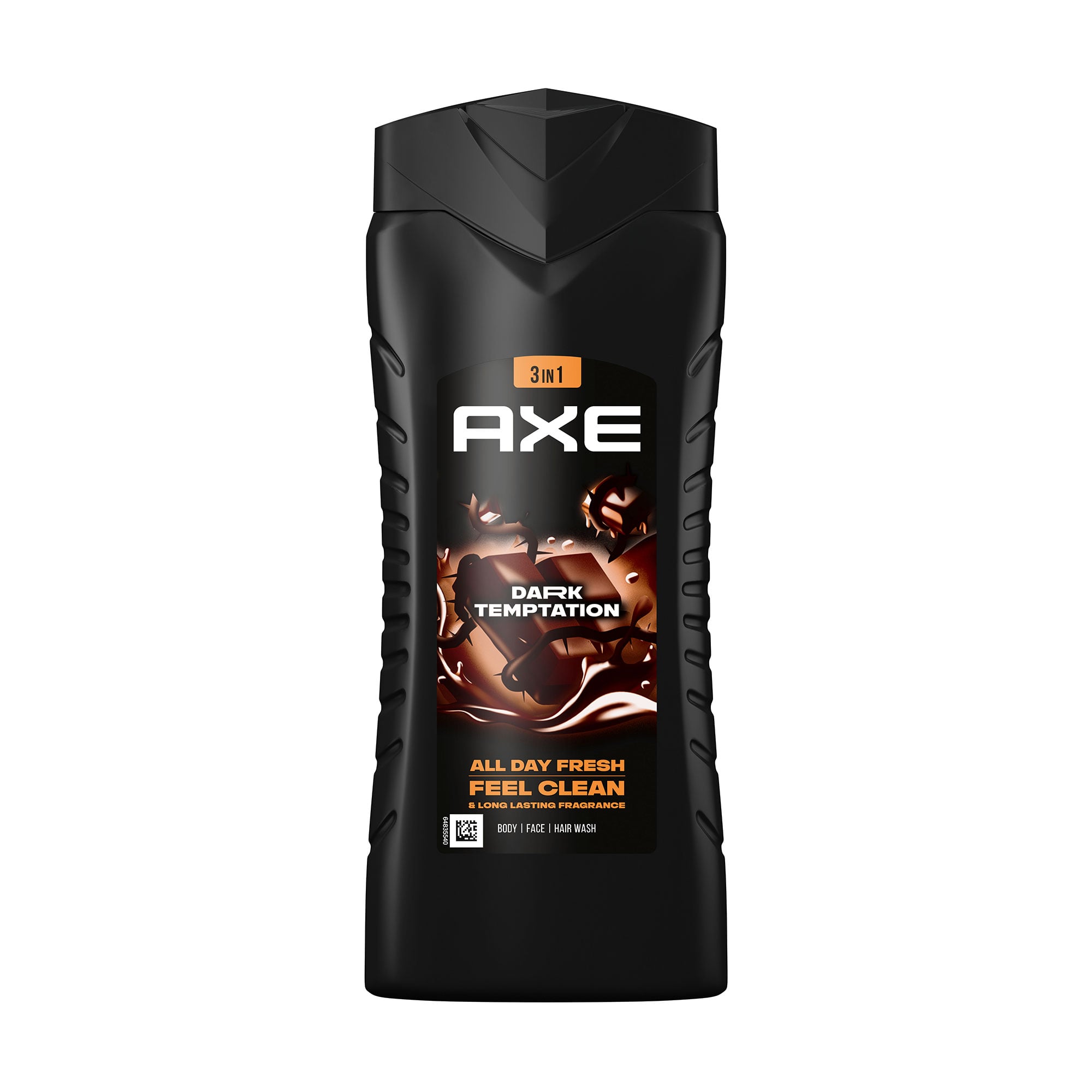 Гель для волосся, обличчя та тіла 3 в 1 Axe Dark Temptation All Day Fresh Body Face Hair Wash, 400 мл