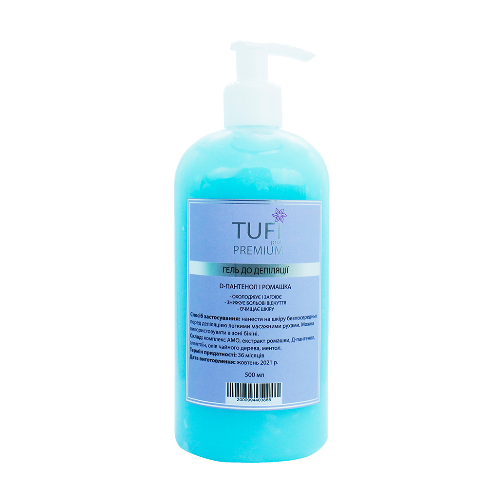 Гель до депіляції Tufi Profi Premium Д-пантенол та ромашка, жіночий, 500 мл
