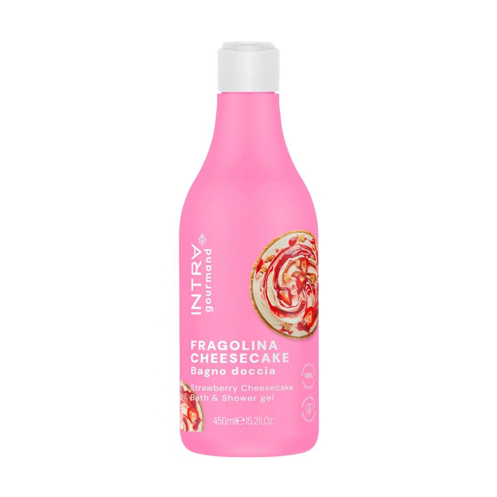 Гель-крем для душу та ванни Intra Strawberry Cheesecake Bath &amp; Shower Gel з ферментованим вівсом, 450 мл