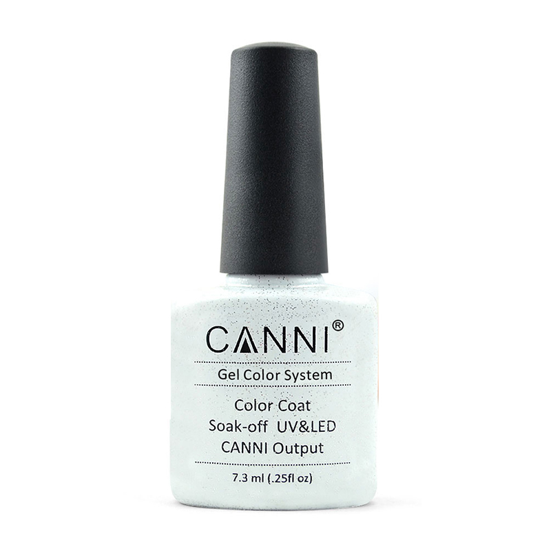 Гель-лак для нігтів Canni Gel Color System Color Coat Soak-off UV&amp;LED 186 Прозорий з голографічними блискітками, 7.3 мл