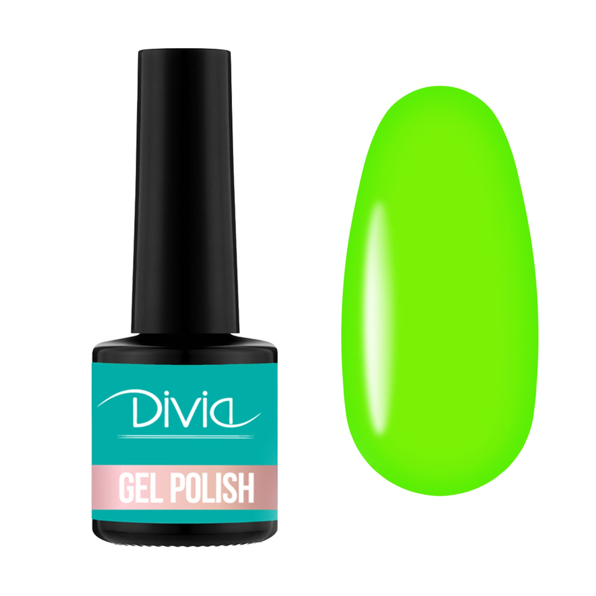 Гель-лак для нігтів Divia Neon Vibe Gel Polish Di1233, NV050 Toxic Green, 8 мл