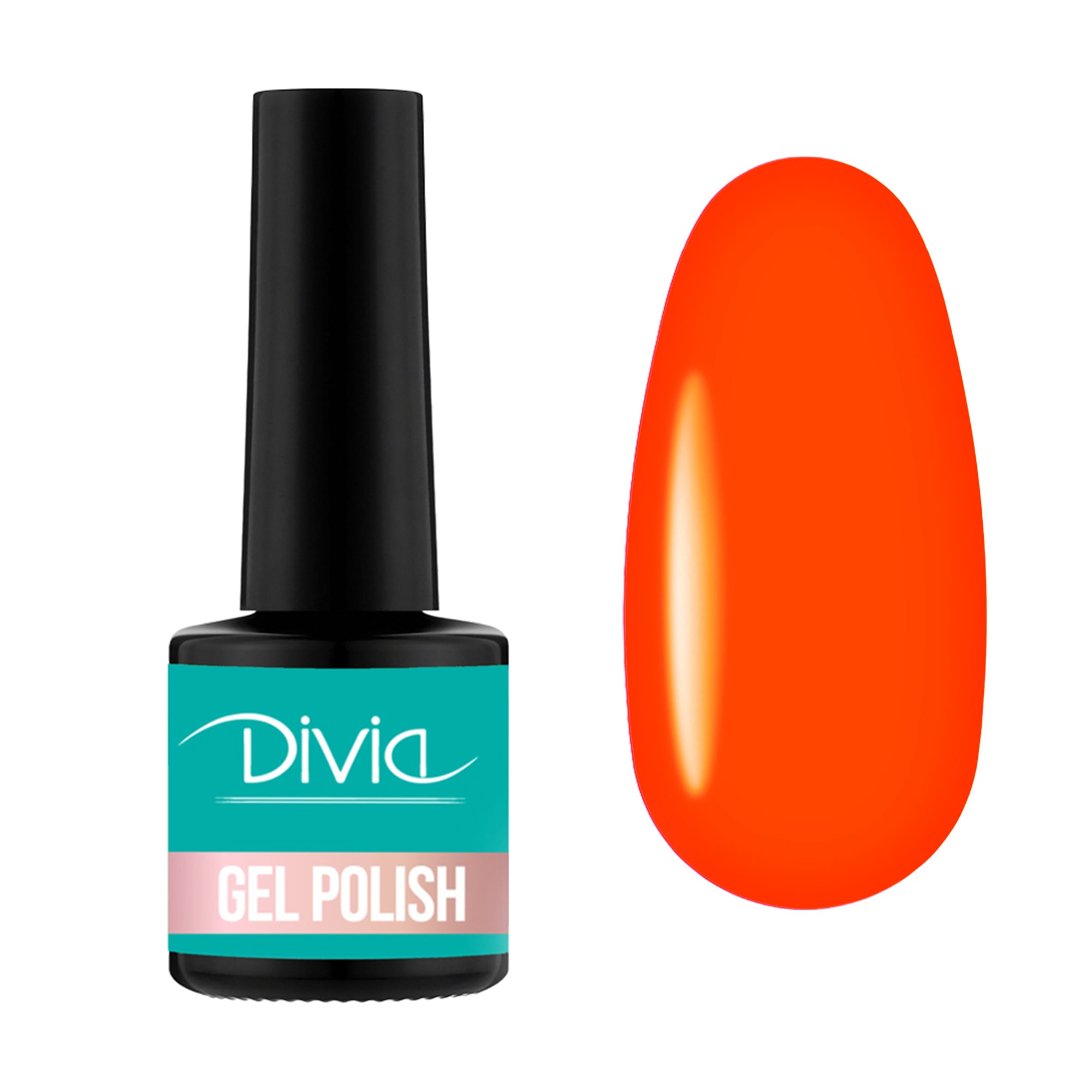 Гель-лак для нігтів Divia Neon Vibe Gel Polish Di1233, NV060 Neon Orange, 8 мл