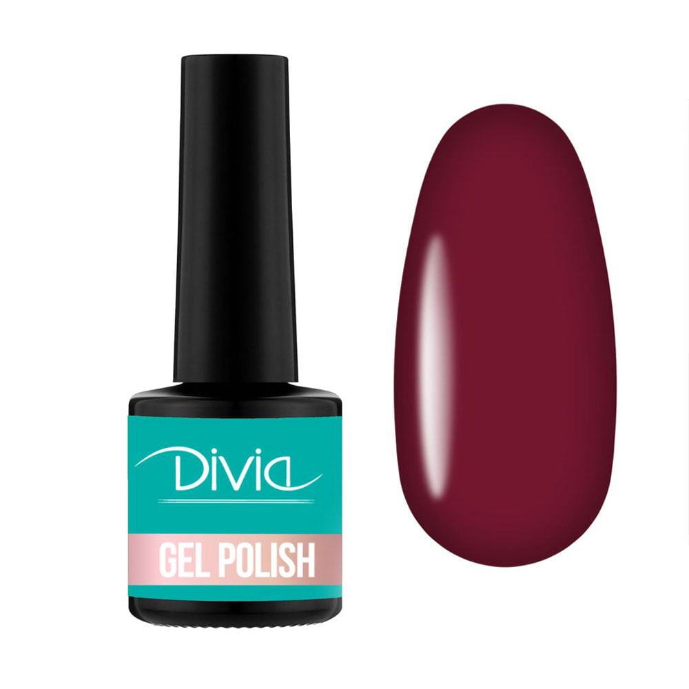 Гель-лак для нігтів Divia Red Wine Gel Polish Di1233, RW050 Глибокий рубіновий, 8 мл