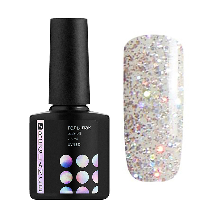 Гель-лак для нігтів Reglance Gel Polish 024 Прозорий зі срібним і бузковим мікроблиском, 7.5 мл