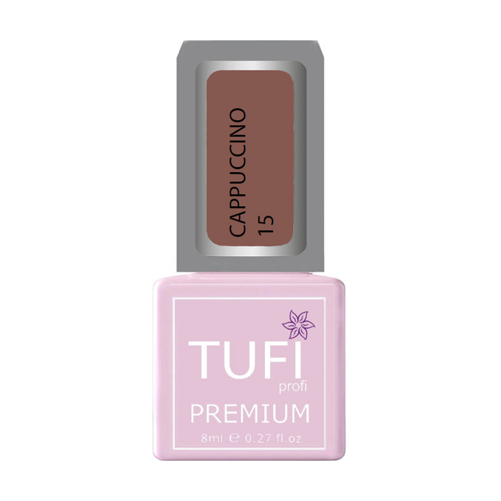 Гель-лак для нігтів Tufi profi Premium Cappuccino 15 Кава з молоком, 8 мл