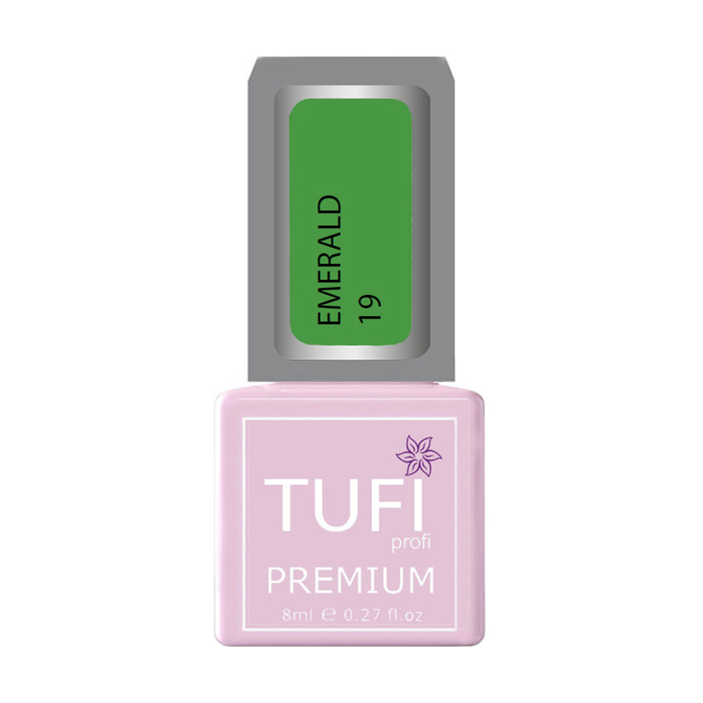 Гель-лак для нігтів Tufi profi Premium Emerald 19 Соковита зелень, 8 мл