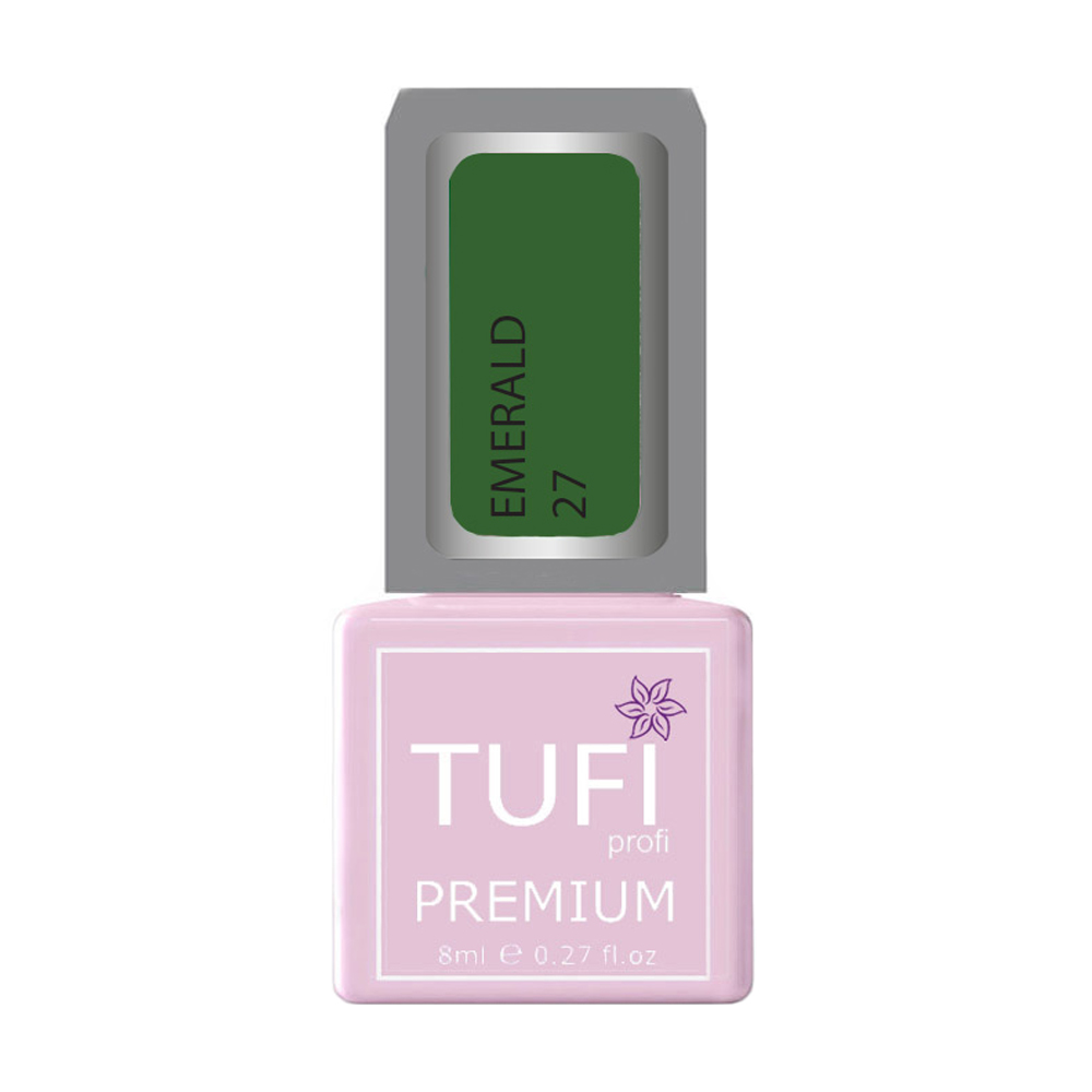 Гель-лак для нігтів Tufi profi Premium Emerald 27 Жасминово-зелений, 8 мл